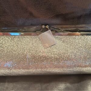 Elegant Silver Clutch Prom Kisslock Bag